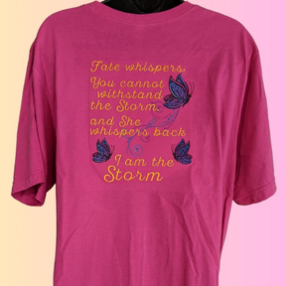 I Am the Storm Butterflies Embroidery unisex t shirt